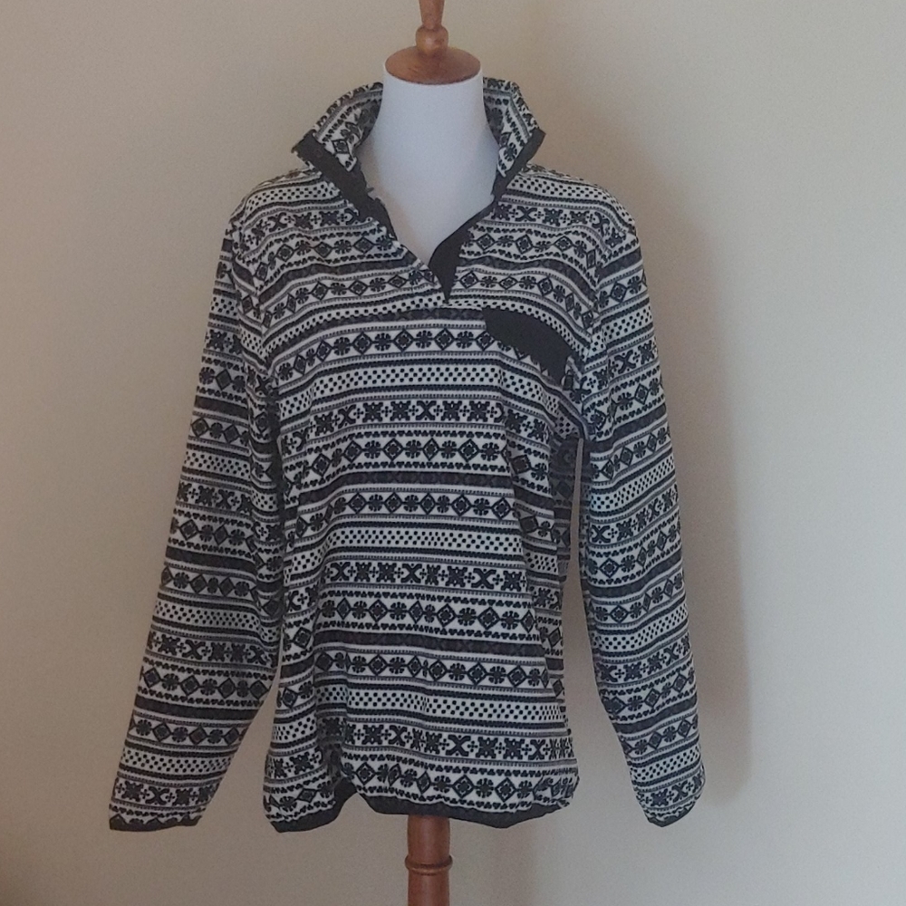 Vintage Gorp Western Outdoors Black & White Nordic Print Pull Over Sweatshirt